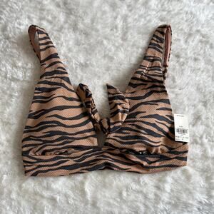 NWT Aerie | Brown Tiger Stripe Back Tie Triangle Bikini Top | Size S
